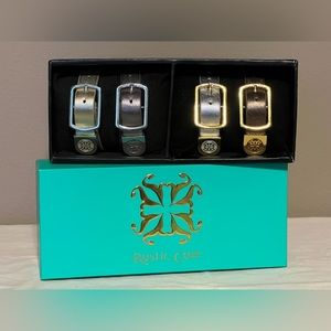 Rustic Cuff Leather Buckle Bracelets Set of 4 - Storage Box & Pillows In…